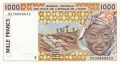 West African States 1000 Francs, 1998